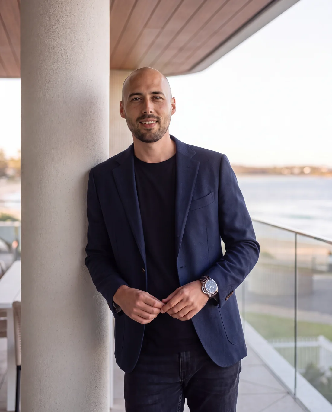 Matthew Martino, director of Benotti Builders, on a terrace at a’Maré, Cronulla